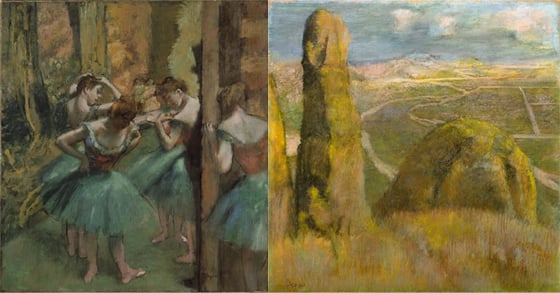 '드가: 새로운 시각' 展에 전시되는 에드가 드가의 작품들. 왼쪽부터 'Dancers'(1890), Landscape(1892)./사진제공=세종문화회관<br>
<br>