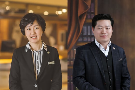 (왼쪽부터)허진영 코오롱호텔 총지배인, 김영태 코오롱 씨클라우드 호텔 총지배인./사진제공=코오롱엘에스아이