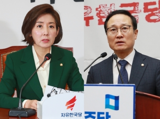 홍영표 더불어민주당 원내대표(오른쪽)와 나경원 자유한국당 원내대표. / 사진=이동훈 기자