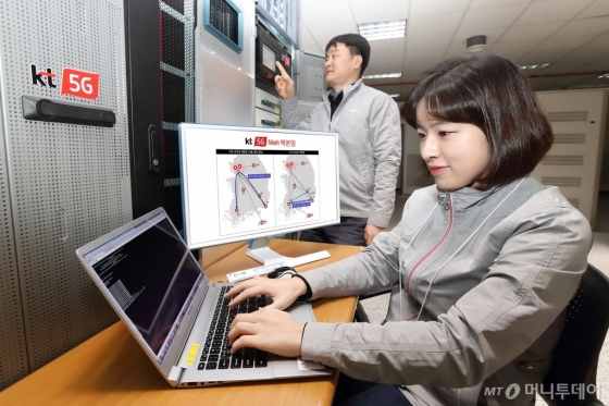 KT는 고품질의 초저지연 5G(5세대 이동통신) 서비스 제공을 위해 5G 백본망에 전국 주요 도시를 직접 연결하는 메시(Mesh) 구조를 국내 최초로 적용했다고 12일 밝혔다./사진제공=KT