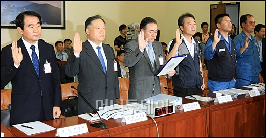 [사진]한진重 청문회 증인들