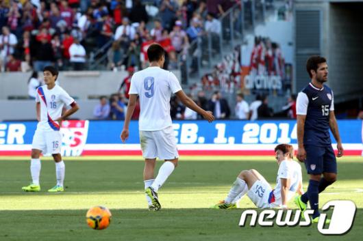 [사진]한국 '미국에 0대 2로 패배'