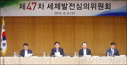[사진]세제발전심의위원회 참석한 최경환-박용만