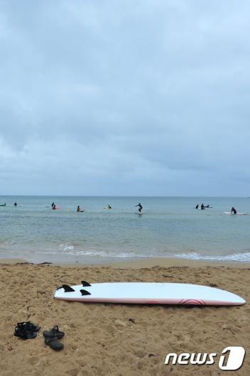 [사진]태풍을 기다리는 서퍼들