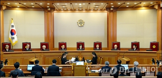 [사진]헌재 재판관 한 자리 비어있는 탄핵심판 12차