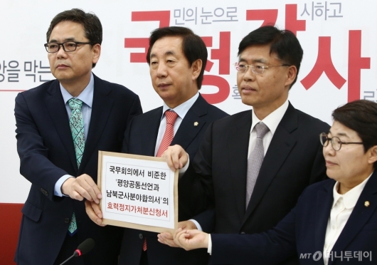 [사진]김성태 '평양공동선언-남북군사합의 효력정지가처분 신청'
