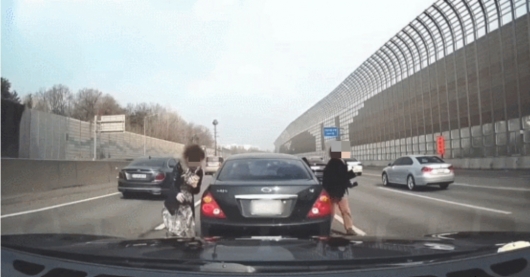 고속도로 한복판서 운전자 바꾼 중년 여성들