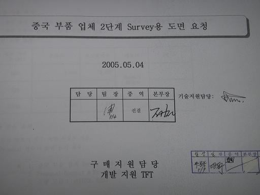 ↑ 중국부품업체2단계서베이용도면요청 