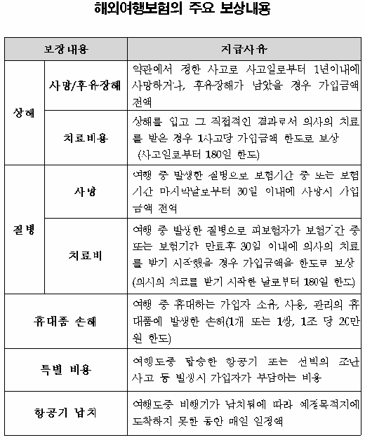 "해외여행보험, 제대로 가입해야 보상 가능"