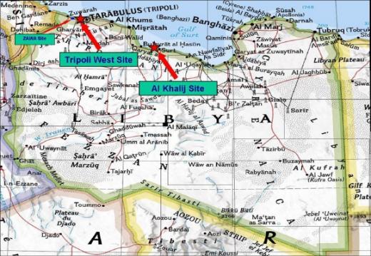 ▲리비아 서부 및 알칼리지발전소 공사 현장 위치도