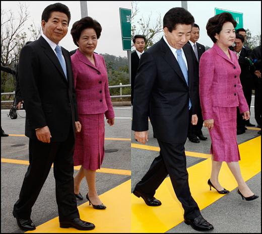 [사진]군사분계선 넘는 노무현 대통령 내외