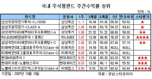 국내주식펀드, 어려움 속 선방