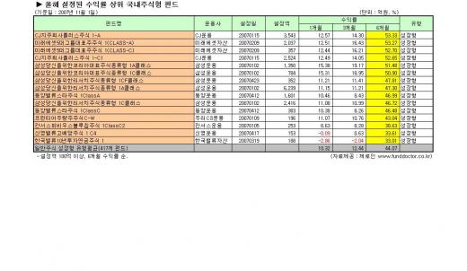 새내기펀드 6개월 수익률 50%이상 수두룩