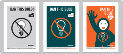 ↑ 그린피스의 '백열등 박멸운동' 포스터 ⓒ그린피스