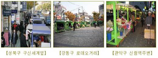 ↑ 서울 노점시범거리 모습. 새로운 디자인으로 교체된 노점들.