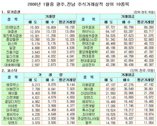 광주.전남 주식투자자, ‘STX팬오션’, ‘에듀박스’ 선호