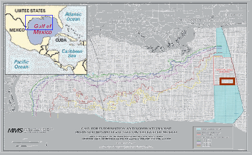 ↑ 미국 멕시코만 광구 위치도