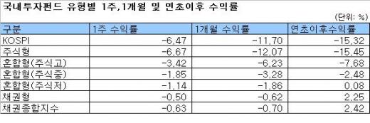 국내주식형펀드 '플러스'는 없었다