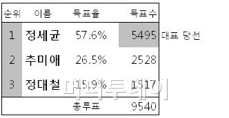 [표]민주당 대표·최고위원 경선 결과