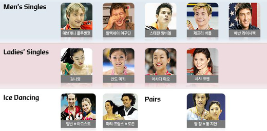 ↑2008 현대카드 수퍼매치 '슈퍼스타스 온 아이스'(Superstars on Ice)에 참가하는 세계적인 피겨스케이팅 선수들