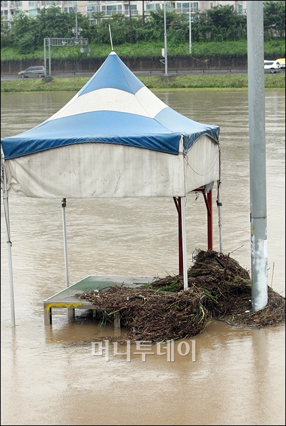 [사진]'호우특보' 물폭탄 맞은 중랑천