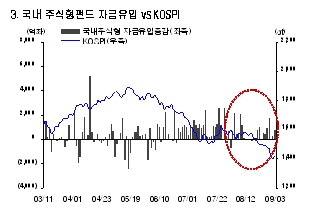 국내 주식형 '불안한 자금유입'