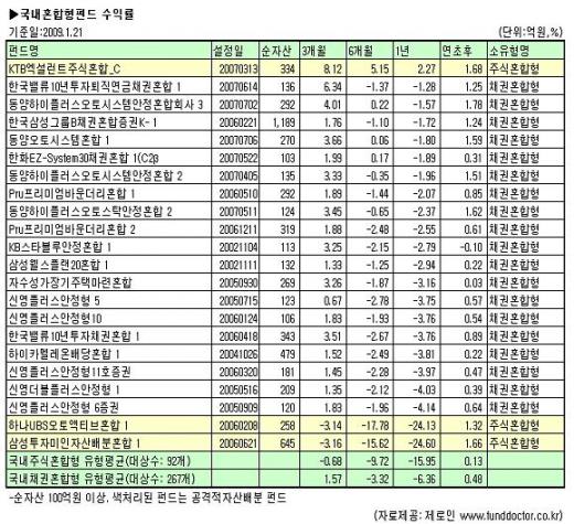 급락장서 플러스 수익 낸 혼합형펀드는