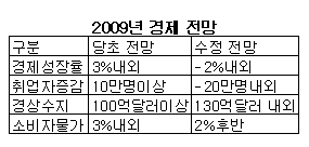 [표]2009년 경제 수정 전망