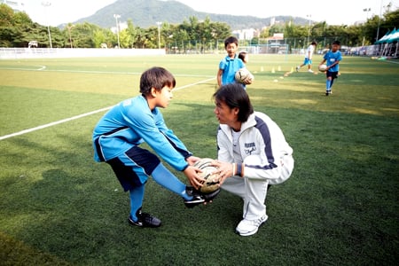 ▲홍명보 어린이 축구교실