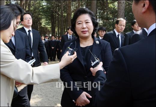 [사진]현정은 회장 '대북사업 재개, 아버님께 빌었다'