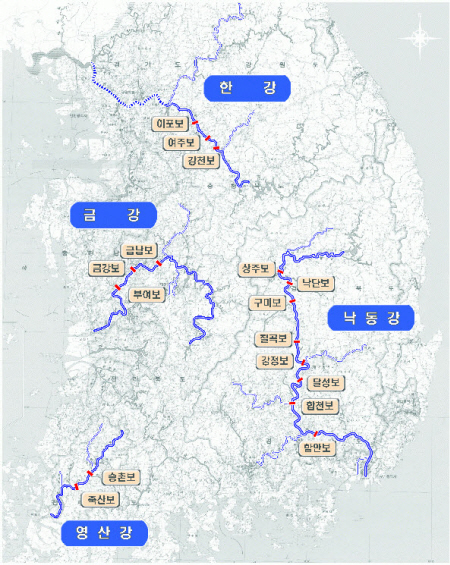 4대강에 보16개 건설, 용수 7.6억㎥확보