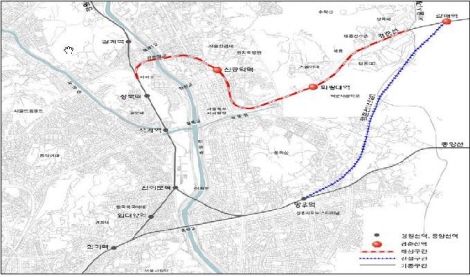 경춘선 폐철로 공원부지 위치도