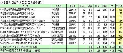 중소형株 뛰니 중소형주펀드도 활짝