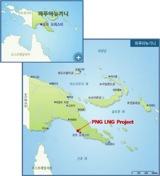 ↑파푸아뉴기니 LNG플랜트 위치도 ⓒ대우건설