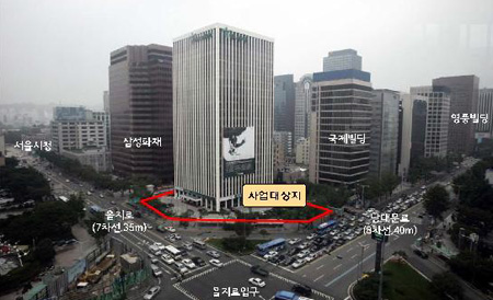 ↑ 서울 중구 을지로1가 101-1번지 하나은행 건물 위치도 ⓒ서울시