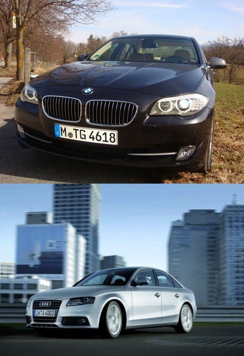 ↑BMW '뉴5시리즈'(사진위)와 아우디 '뉴A4'(아래)