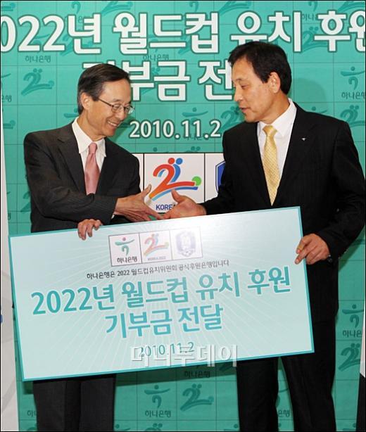[사진]김정태 행장, 2022월드컵 유치위원회 기부금 전달