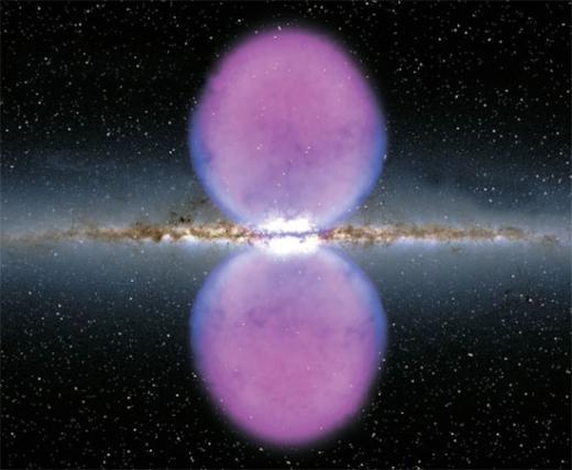 미 항공우주국(NASA)이 최근 발견한 은하 중심부의 거대 비눗방울 구조. [NASA 홈페이지]
