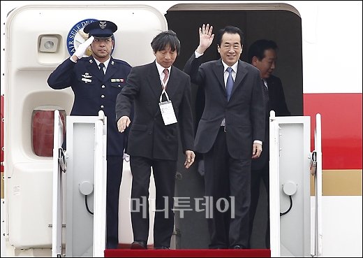 [사진]간 나오토 일본 총리 입국