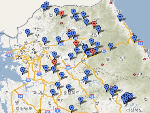네티즌들이 인터넷 구글지도를 통해 '전국 구제역 매몰지 협업지도'를 제작했다.