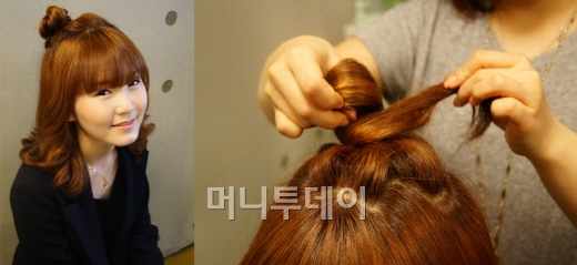 세미롱헤어, 사과머리부터 양갈래까지 다양하게 연출