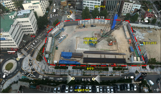 ↑서울 종로구 청진동 청진1지구 오피스 빌딩 사업대상지 전경 ⓒ서울시