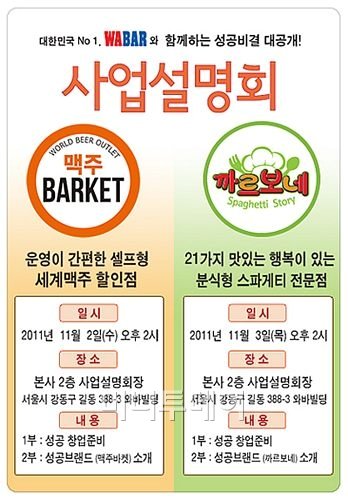 ㈜인토외식산업, ‘맥주바켓’&‘까르보네’ 사업설명회 개최