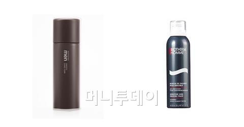 ▲'아티스트리 맨' 스무스 쉐이브 폼 / '비오템 옴므' 센시티브 스킨 클로즈 쉐이빙 폼