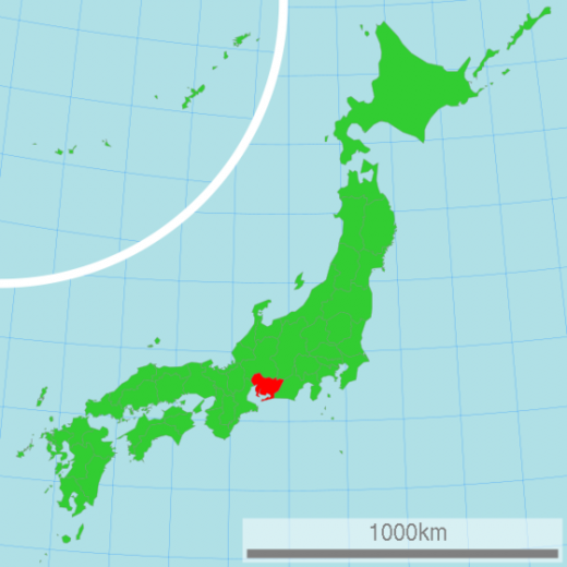 일본 혼슈[本州]의 아이치현. (빨간색 표시지역)출처=위키피디아 .