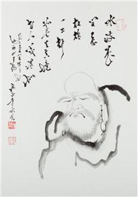 ↑동곡 일타(東谷 日陀. 1929-1999) <달마도> 62.5x44.5cm, 종이에 수묵채색
