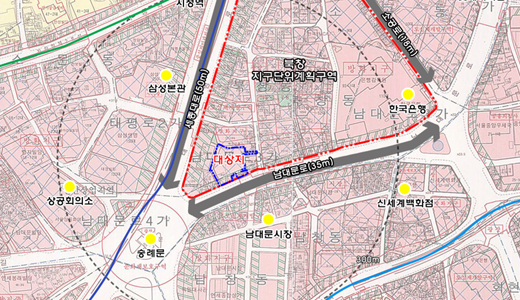 ↑서울 중구 남구 남대문로4가 17-23번지 관광호텔 건립 대상지 위치도 ⓒ서울시 제공