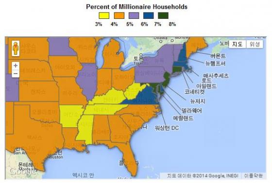 美 백만장자 비율이 가장 높은 주는 머니투데이