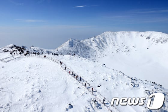 [사진]겨울 한라산에 매료된 등산객들