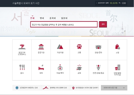 서울시 외국어 표기 사전./그래픽제공=서울시